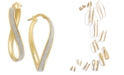 Italian Gold Glitter Wavy Hoop Earrings in 14k Gold